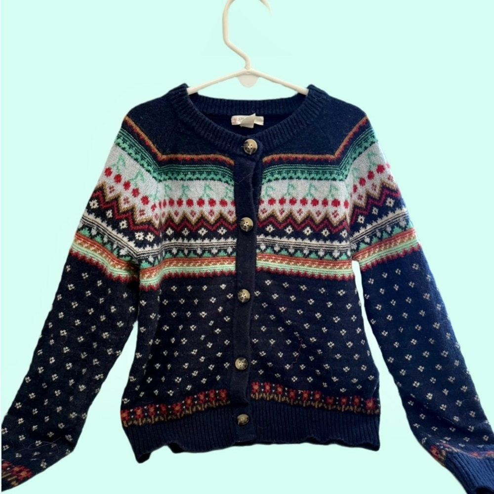 Blue and Green Fair Isle Cardigan Sweater